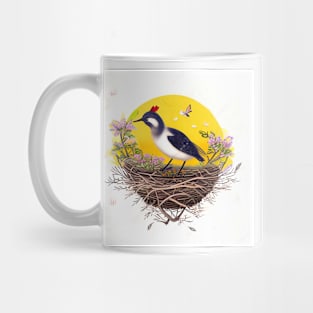 Bird in a Floral Nest - Adorable Wall Decor Mug